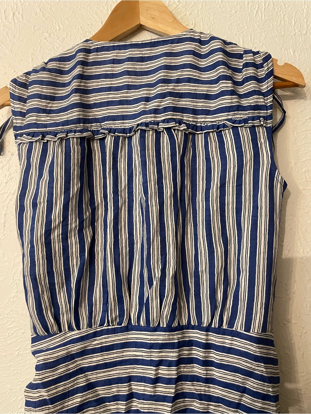 Veronica Beard Teagan Striped Wrap Midi Dress Blue White Size 2 - Picture 10 of 11